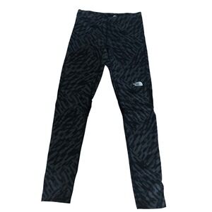The North Face Women S Black Gray Abstract Print Running Leggings Pants Zipper